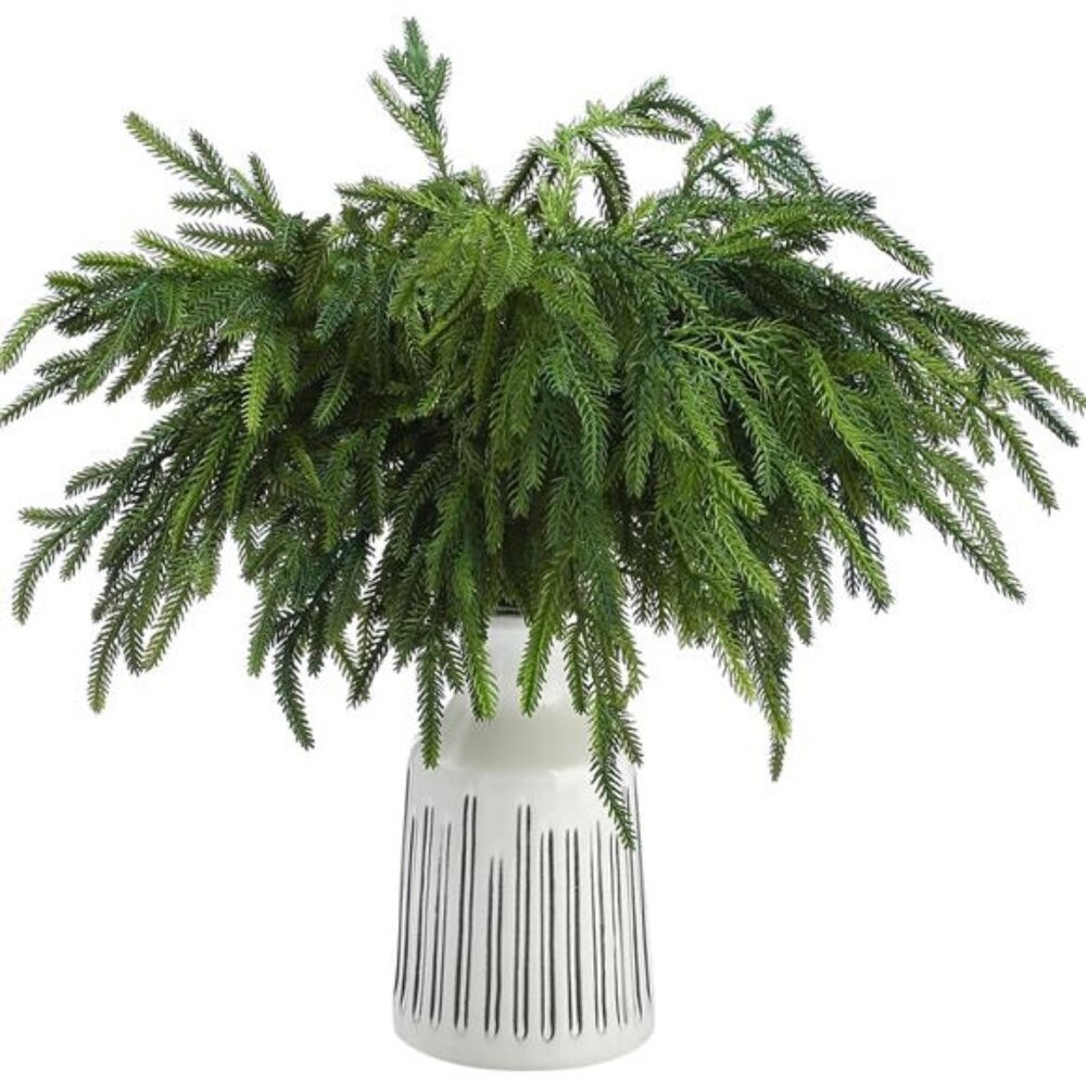 12 Pcs 18 Inch Christmas Norfolk Pine Branches, Artificial Norfolk Branch